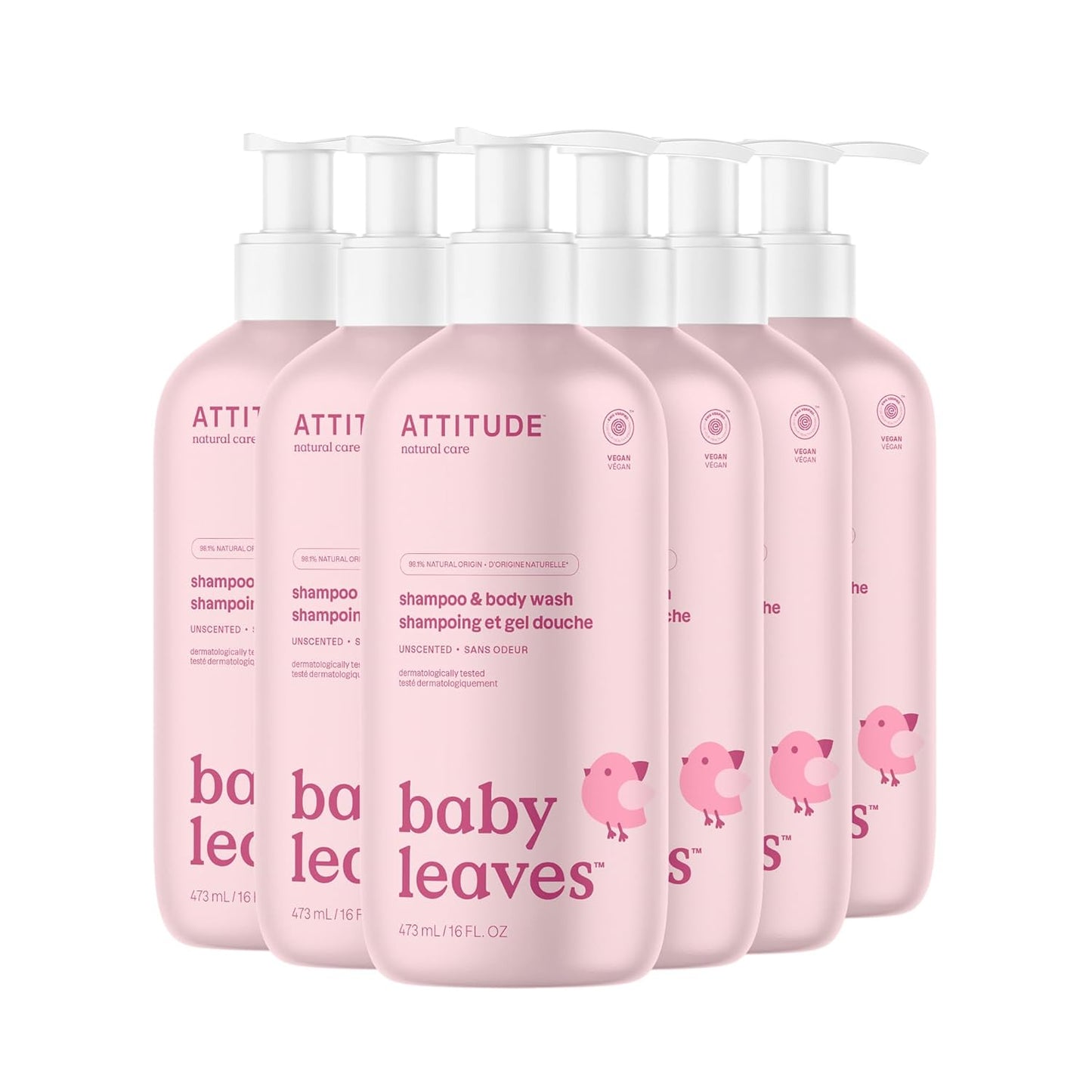 ATTITUDE 2-in-1 Shampoo and Body Wash for Baby, EWG Verified, Dermatologically Tested, Made with
