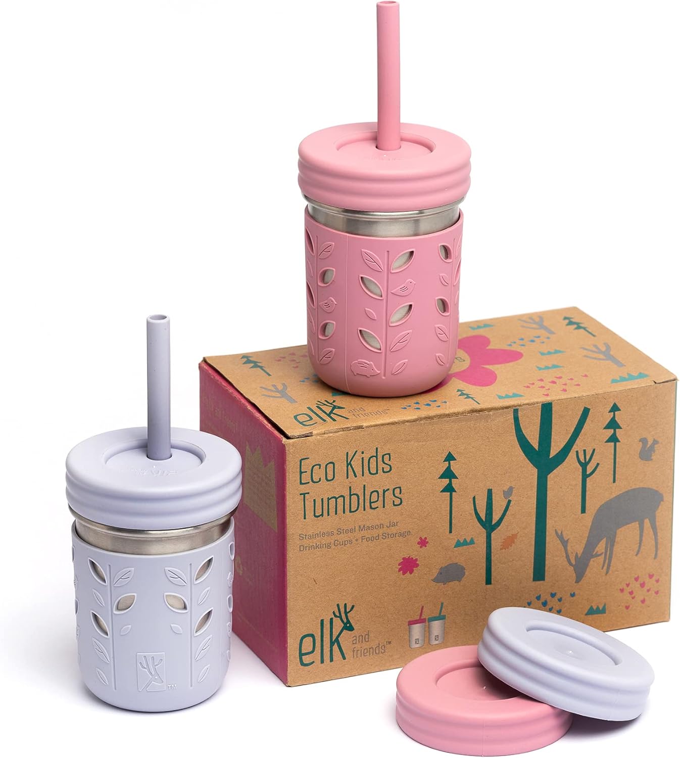 Elk and Friends 10oz Stainless Steel Kids + Toddler Drinking Cups | The Original Mason Jars with