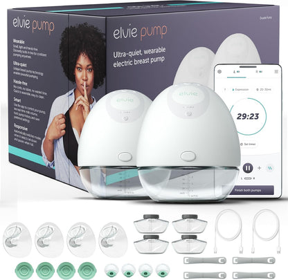 Elvie - Double, Wearable Breast Pump w/App - The Smallest & Quietest - Portable - Hands Free &
