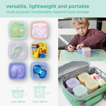 Olababy Clear Sense Silicone Storage Containers 4pk for Baby Food, Snacks, Formula, Puree, Sauce &