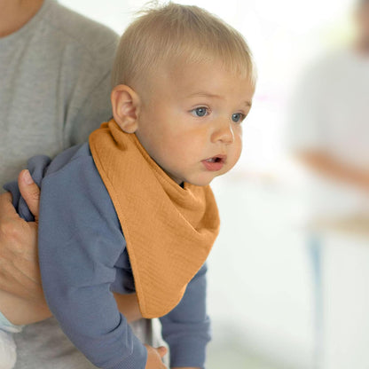 JELLYMONI 10 Pack Muslin Drool Bibs for Babies - Soft Adjustable Bandana Bib with Snaps, Absorbent Unisex Teething Bib for Newborn Girls & Boys