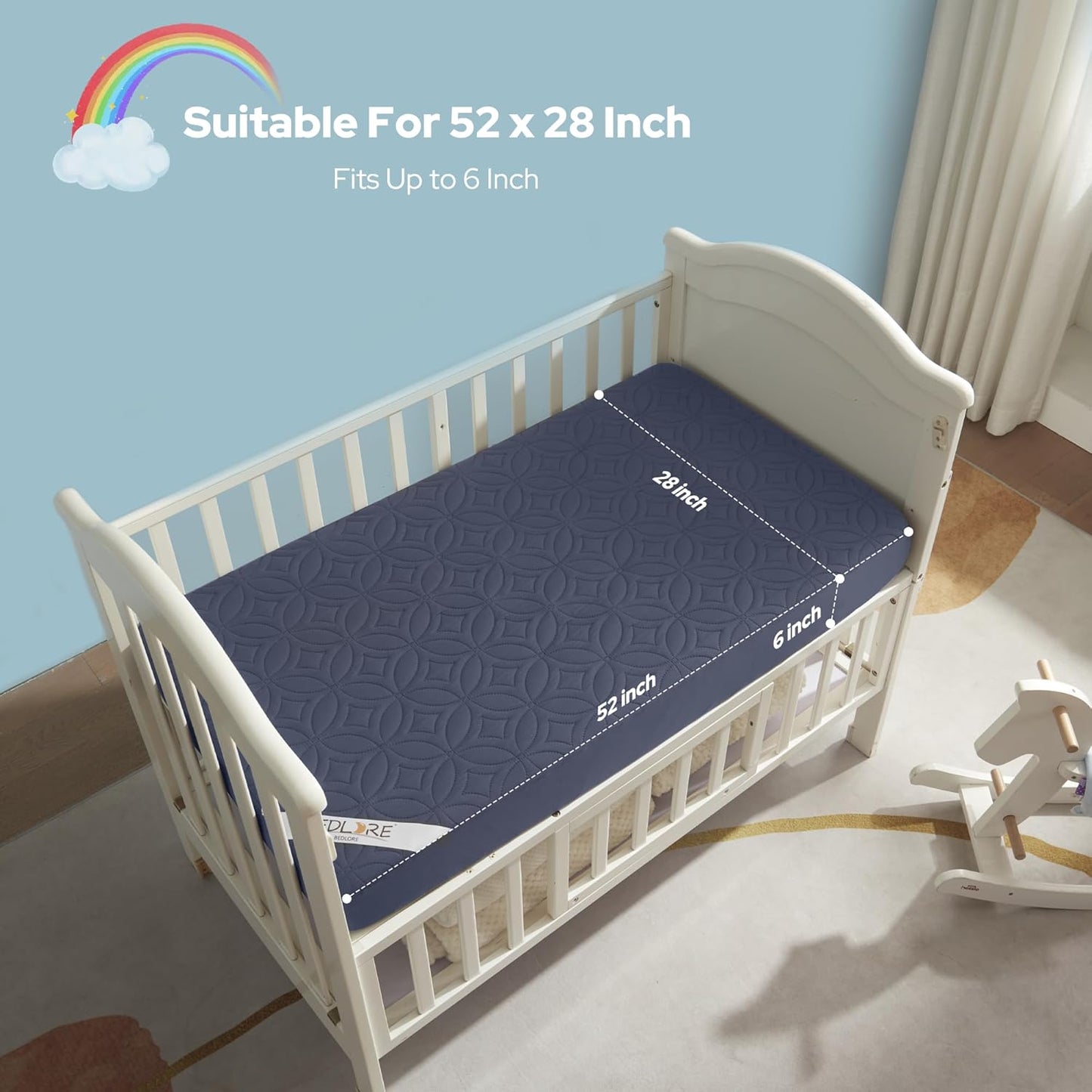 Waterproof Crib Mattress Protector 2 Pack, Soft and Breathable Crib Mattress Pad Cover, Noiseless