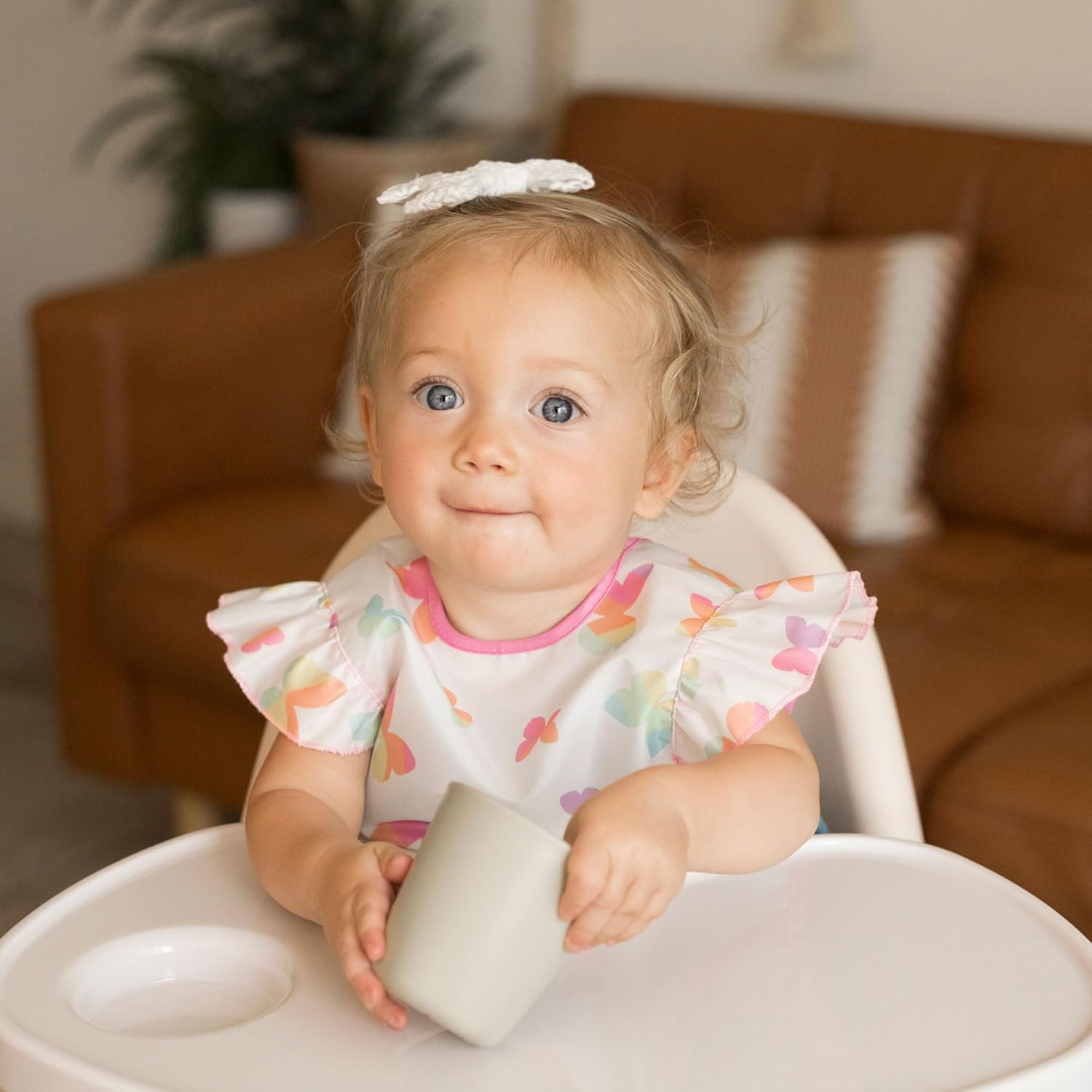 Tiny Twinkle Mess Proof Baby Bibs for Eating | Waterproof, Wipeable Toddler Bibs | Travel Friendly
