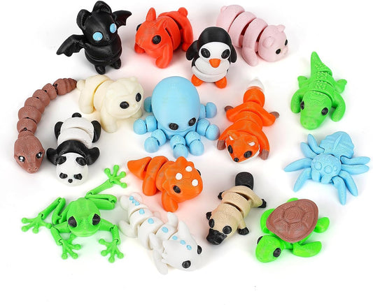SHUWND16 PCS Mini Animals Set,3D Printed Little Animals Articulated Flexible Fidget Toy,Tiny Animals Figurines Exquisite Cute Pet Toy,Little Plastic Animals Miniature Figurines Small Animals Toy