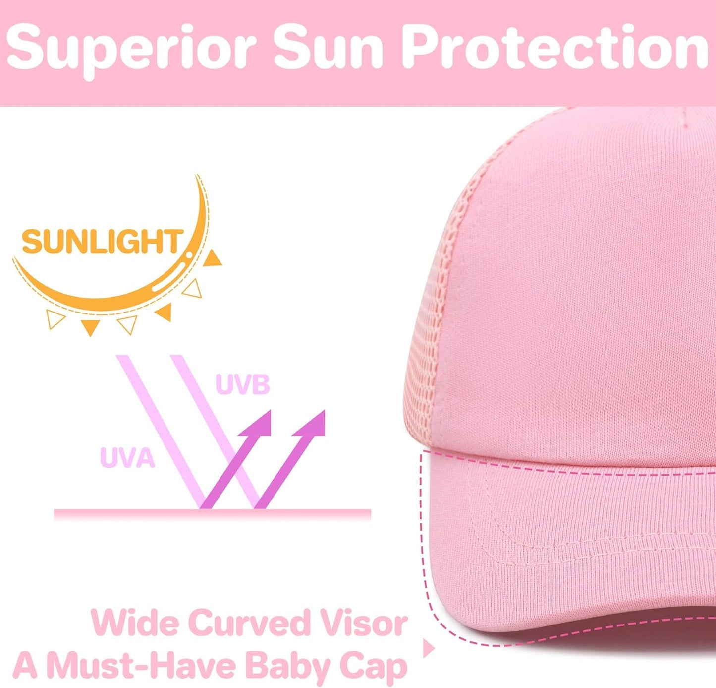 qikqik Baby Baseball Cap Toddler Baseball Hat with Mesh Infant Sun Hat UPF 50+ Baby Ball Cap Toddler Girl Hats Kids Hat Boys