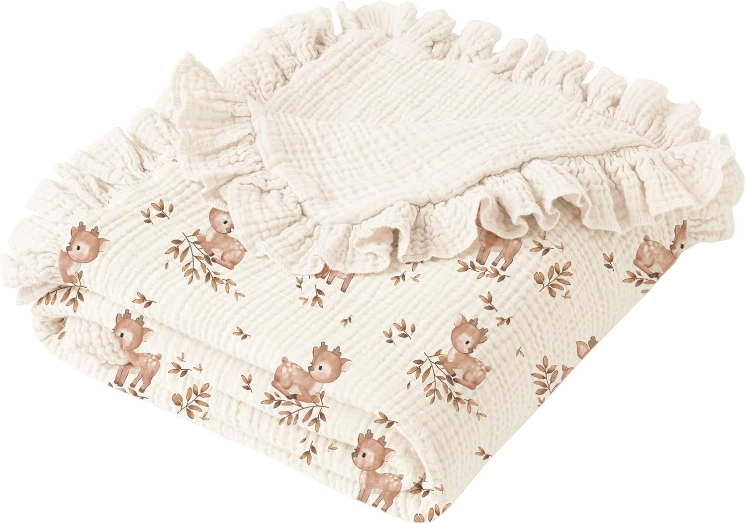 Konssy Flounce Muslin Baby Blankets, Cotton Crib Blanket for Baby Infant Toddler, Super Soft and