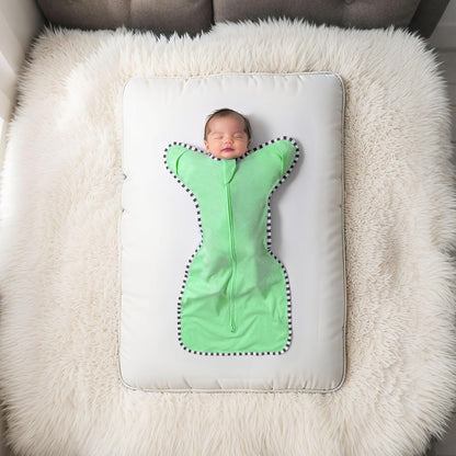 Transition Swaddle, 2 Pack 100% Cotton Baby Sleep Sack, 2-Way Zipper Infant Arm Up Swaddle for Newborn Baby Boys Girls (Green + Grey, S(0-3 Months))