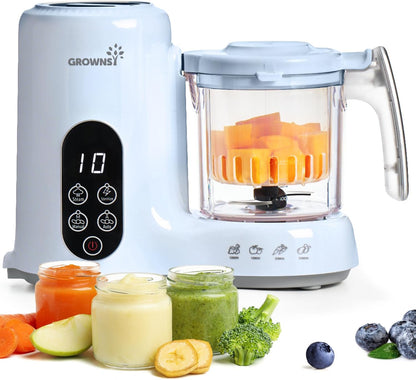 GROWNSY Baby Food Maker with Steam Basket, One Step Baby Food Processor Steamer Puree Blender