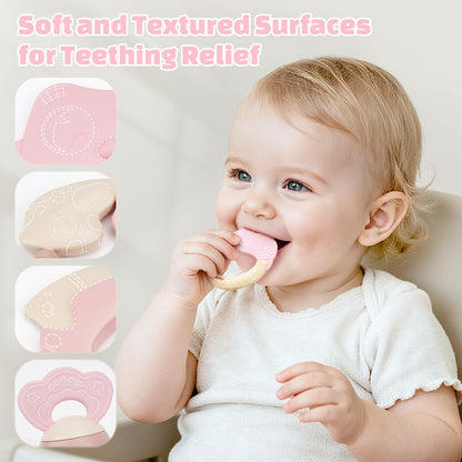 Baby Toys 0-6 Months, Baby Rattles, Teething Toys 3-6 Months, Infant Toys 6-12 Months, 10PCS Pink