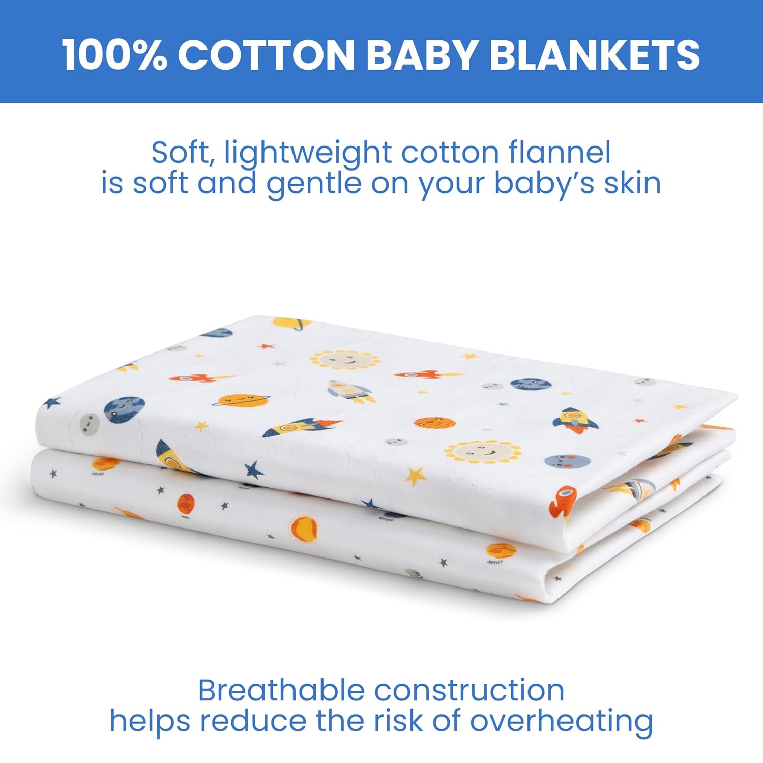 Delta Children 100% Cotton Flannel Baby Receiving Blankets for Girls and Boys – 30x30 Inches (Pack