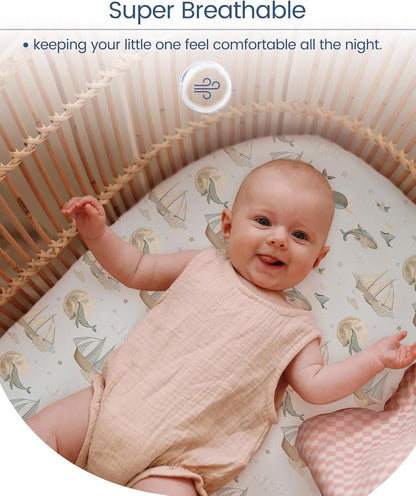 Bassinet Sheets for Baby Boy Girl, TotBasic Buttery Soft Universal Bassinet Fitted Sheet, Compatible with Halo, Mika Micky, Baby Delight, Dream On Me, Maxi COSI & More Bassinet Mattress