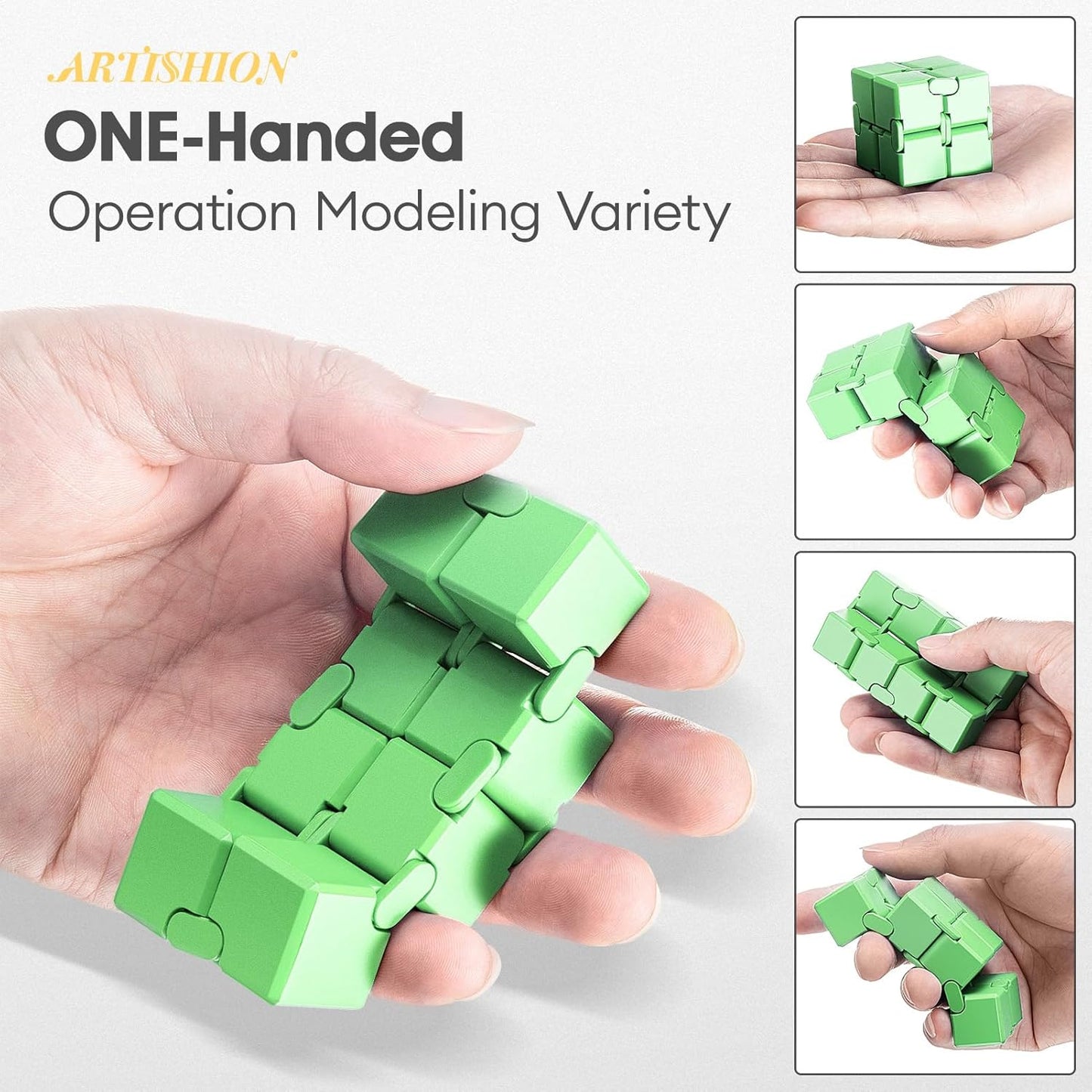 Fidget Cube, Durable Nylon Infinity Desk Toy, Skin-Friendly Handheld Gadget, Mini Stress-Relief Adult Fidget Toy for Anxiety Alleviation light weight(Green)