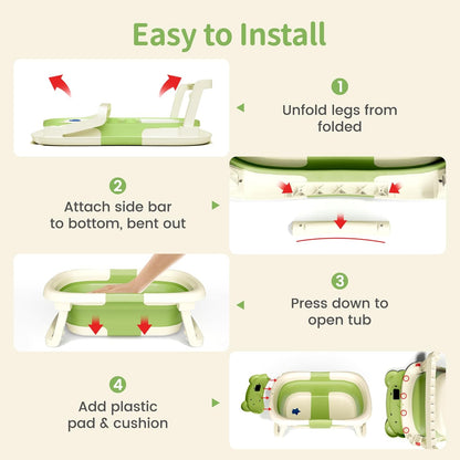 Collapsible Baby Bathtub for Newborn to Toddler (0-18 Month) - Portable Baby Bath Tub for Travel