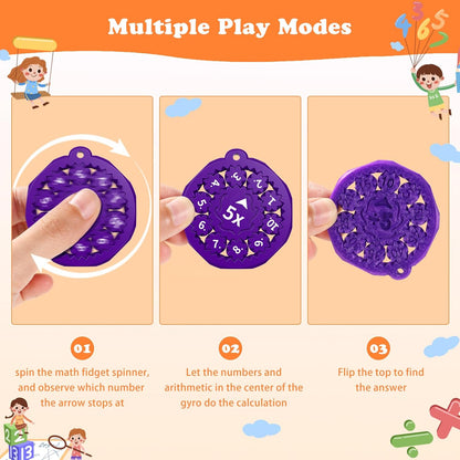 9PCS New Math Fidget Spinners,Interactive Math Gmaes Fidget Toys for Kids,Early Education Math Facts Fidget Spinners Gmaes to Relieve Stress and Fun Learning（Multiplication & Division）