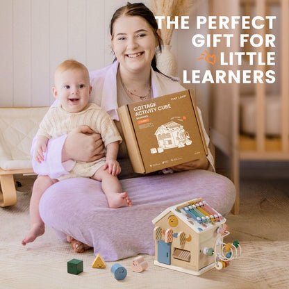 Tiny Land 9-in-1 Wooden Activity Cube, Educational Toy for Toddlers