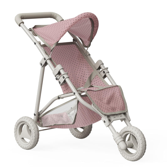 Olivia's Little World Doll Jogging-Style Stroller with Canopy, Storage Underneath, Pink and Cream