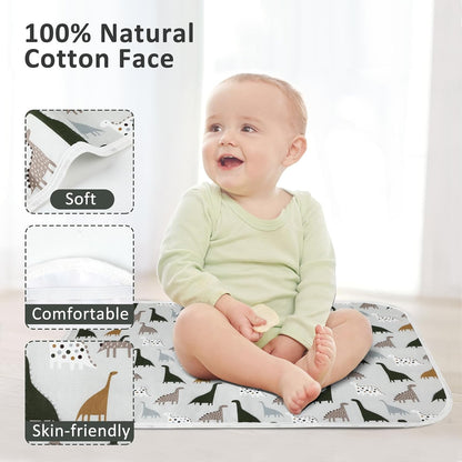 Baby Diaper Changing Pad, 21 5/8" x 31.5" Waterproof Changing Pad Liners - Reusable Soft and Absorbent Portable Changing Mat(Cute Dinosaur1PCS)