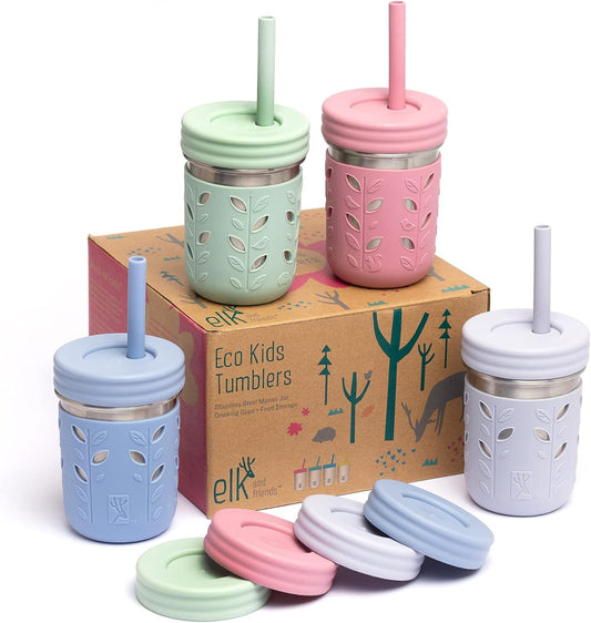 Elk and Friends 10oz Stainless Steel Kids + Toddler Drinking Cups | The Original Mason Jars with