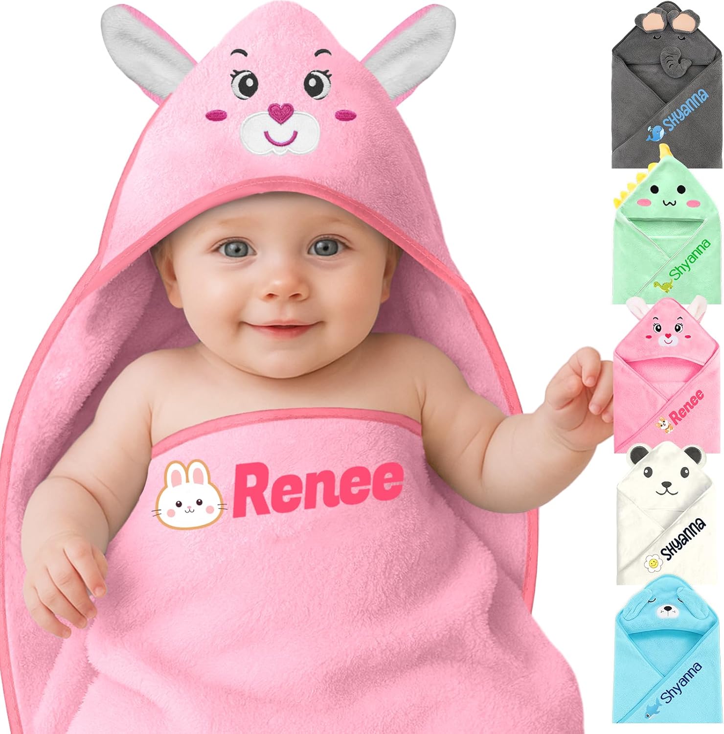 Personalized Baby Towels Hooded with Name, Custom Toddler Bath Towel with Hood for Girl Boy, Warm
