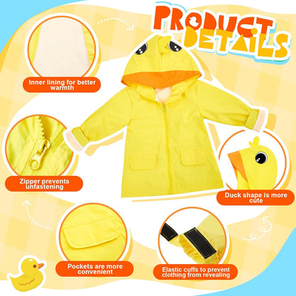 2 Pcs Toddler Raincoat Rain Boots Set Kids Baby Cartoon Hoodie Zipper Jacket Short Rain Shoes for Little Boys Girls