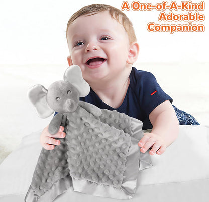 Loveys for Babies, Soft Baby Security Blanket Lovies for Babies, Stuffed Animals Blankie for Newborn Infant with Baby Snuggle Toy, Boys Gilrs Gifts Gray Elephant Security Blanket 16 Inch