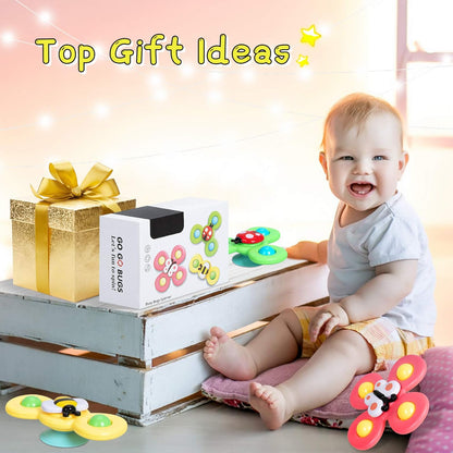 Airplane Travel Toys for Toddlers 1-3: Suction Cup Spinner Toys for 1 Year Old Boy Girl Birthday Gift - Sensory Spinning Baby Bath Toys 6-12-18 Months