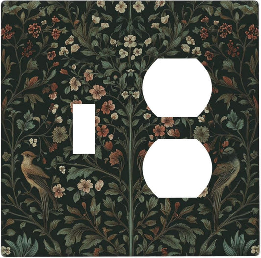 Wallplates Vintage Morris Colorful Flower Green Leaf 1 Toggle 1 Duplex Switch Plate Electrical Gfci