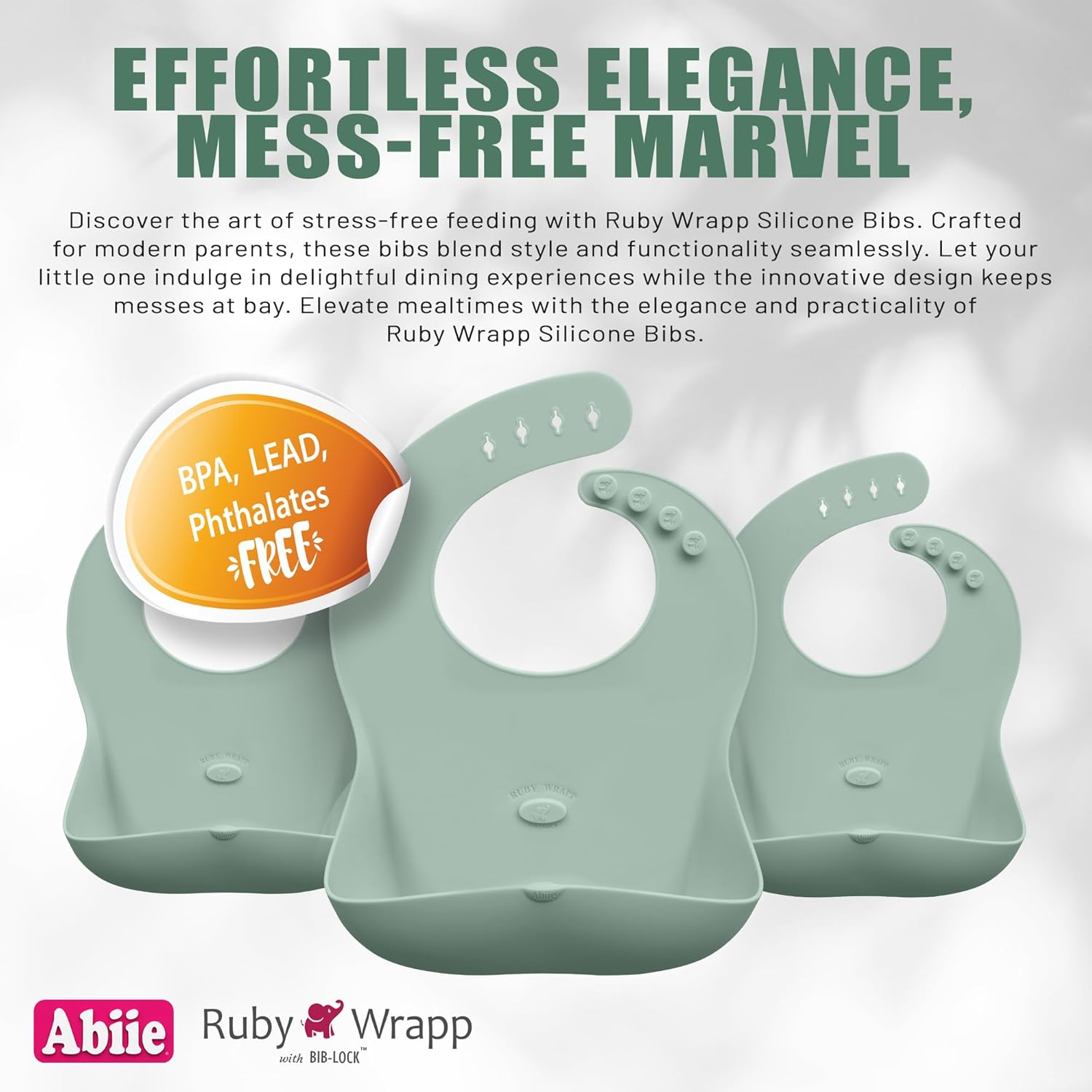 Abiie Ruby Wrapp Silicone Bibs for Babies with Front Pocket - Waterproof Bib - Stain Resistant