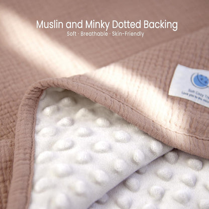lulumoon Baby Blanket for Newborn Receiving: Minky Dot & Muslin Lightweight - Thermal Blanket Gift