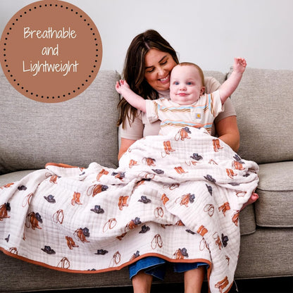 LollyBanks Muslin Baby Blanket 100% Organic Cotton, Muslin Quilt Lightweight, Toddler Blanket for