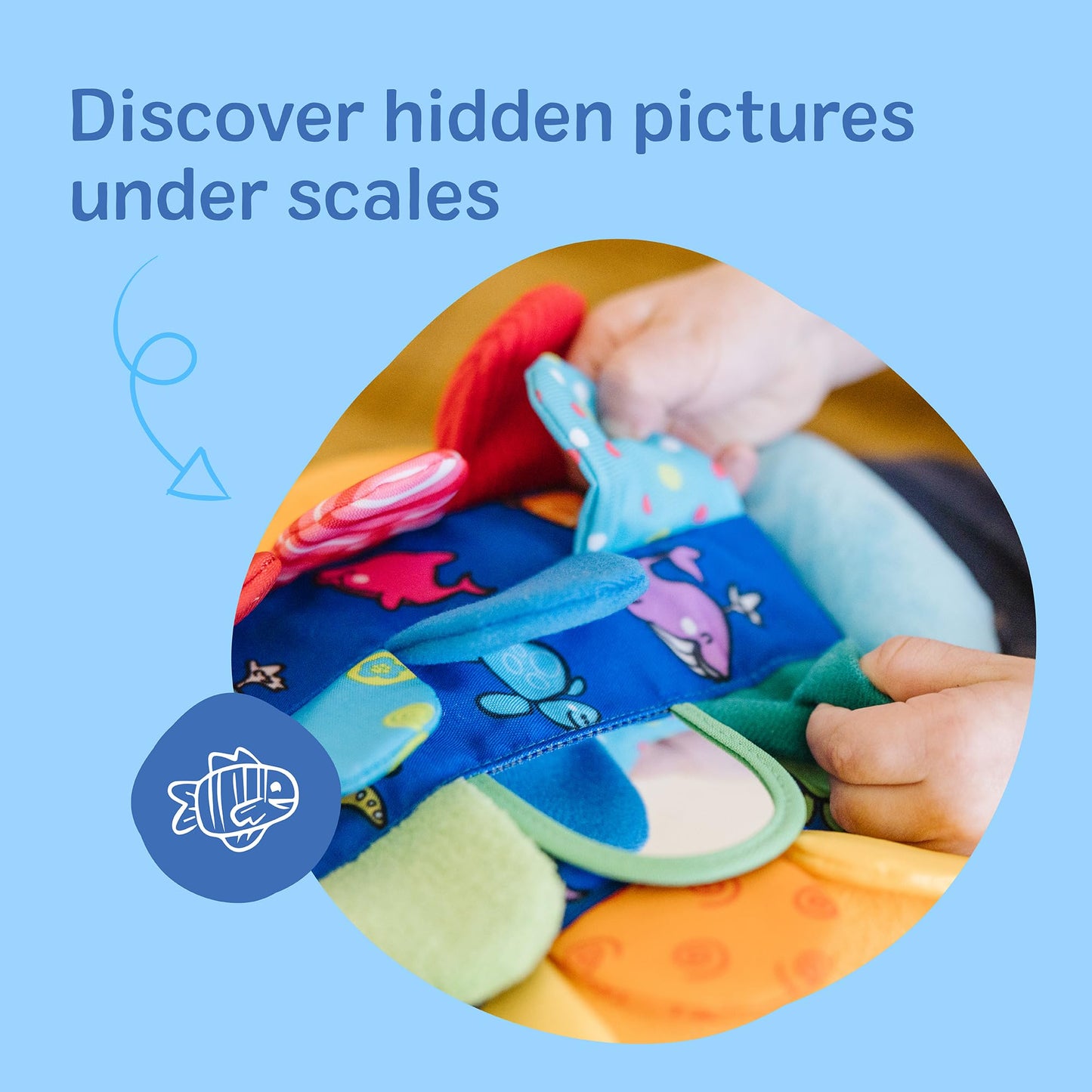 Melissa & Doug K’s Kids, Flip Fish Stuffed Animal, Soft Baby Book, Multi-Textured Squeaking &