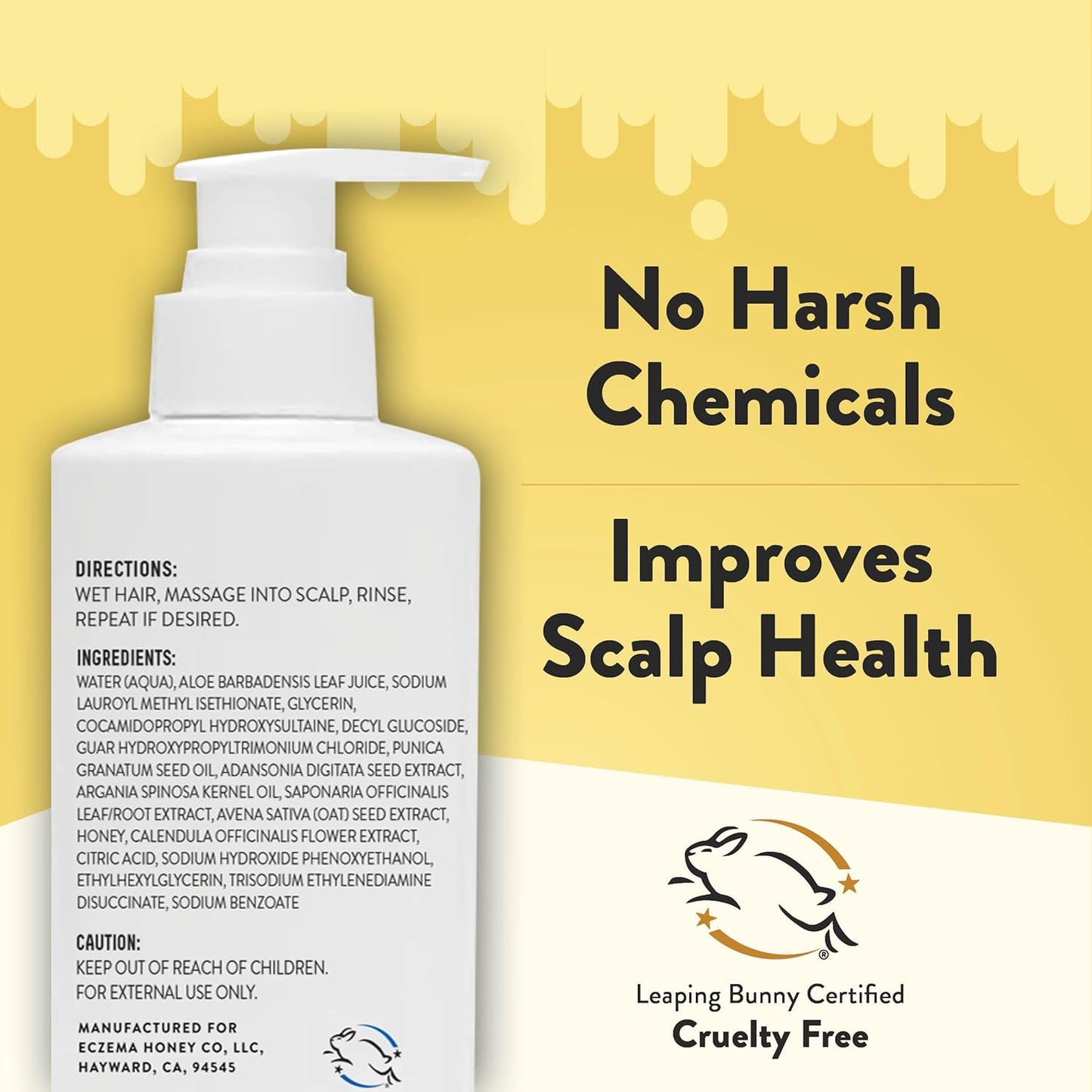 ECZEMA HONEY Nourishing Shampoo - Helps with Psoriasis, Dermatitis, & Flaking - Daily Dandruff