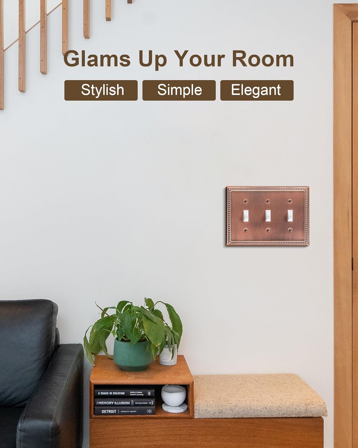 2-Pack Triple Toggle Light Switch Cover Plate, Pearls Decorative Switch Plate Covers, Antique