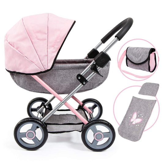 Bayer Baby Doll Stroller Toy Set with Bag - Pink Carriage for 18 Inch Dolls