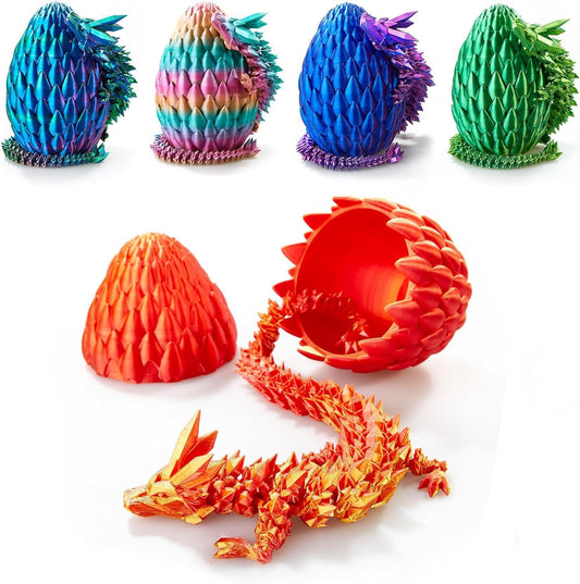 12inch 3D Printed Dragon Egg,Mystery Crystal Dragon Fidget Toys,Articulated Dragon,Home Desk Decor Easter Surprise Dinosaur Eggs,Adults Fidget Toys for Autism/ADHD (Laser Red)