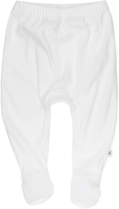 HonestBaby 3-pack Footed Pants Roomy Fit Pull on Bottoms 100% Organic Cotton for Infant Baby Boys, Girls, Unisex
