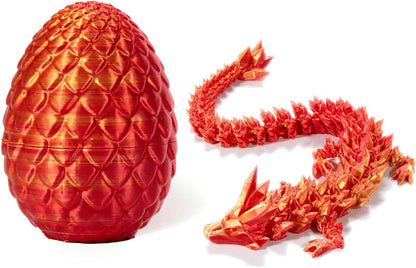 STONESTAR 3D Printed Dragon Fidget Toys, Full Articulated Dragon Crystal Dragon in Egg, Home Office Executive Desk Toys, 11" Dragon with 5" Egg (Laser Red)