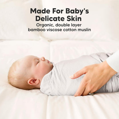4-Pack Muslin Swaddle Blankets for Boys, Girls - Organic Baby Swaddles for Newborns, Soft &