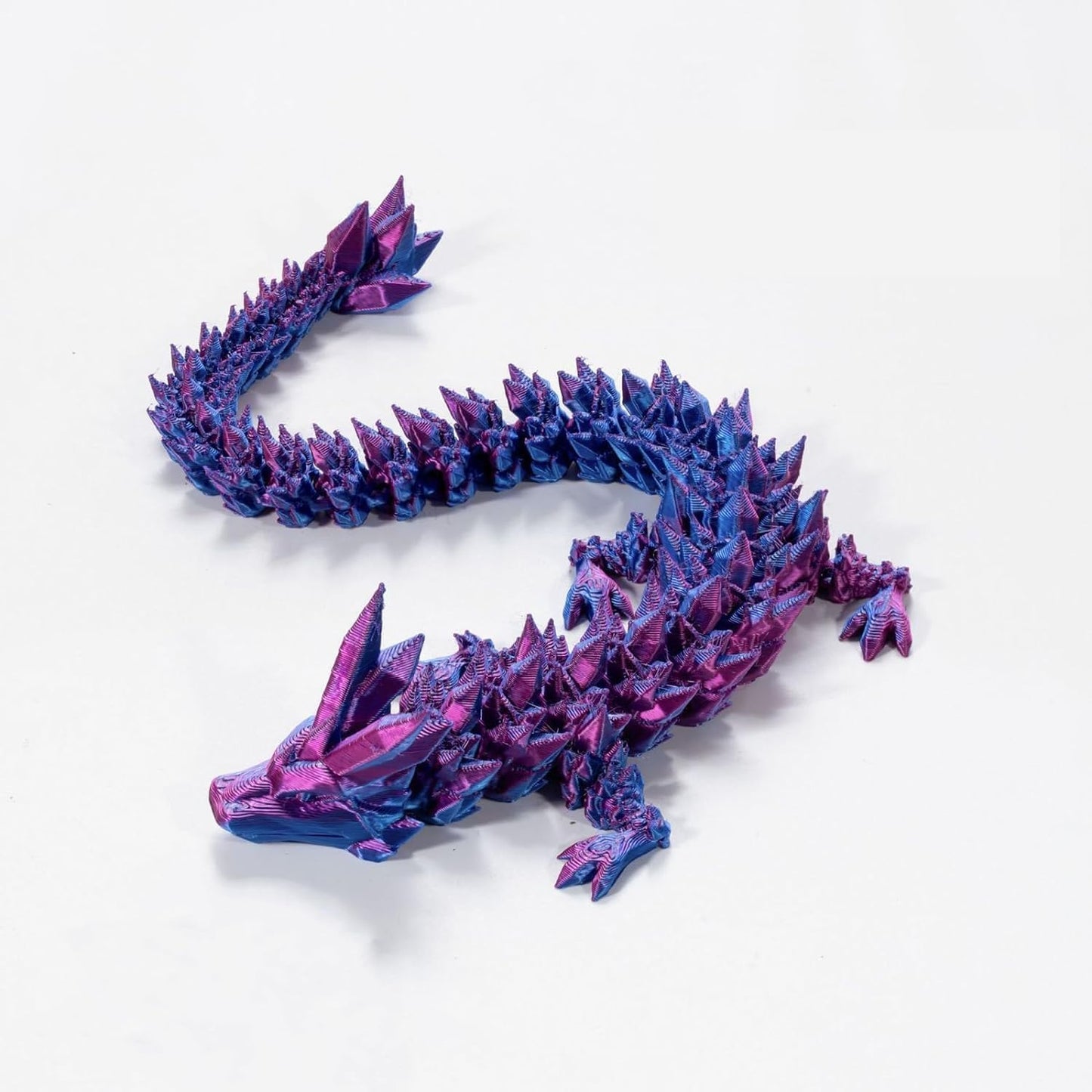 3D Printed Dragon - 12" Dragon Fidget Toy, Large Pearly Sheen Articulated Dragon, 3D Printed Gift for Birthday, Figurine Decor,Suitable for car and Character Decoration(Purple)