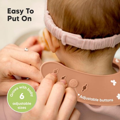 KeaBabies 2-Pack Silicone Baby Bibs for Eating - Sturdy Food-Grade Silicone Bibs for Babies Girl