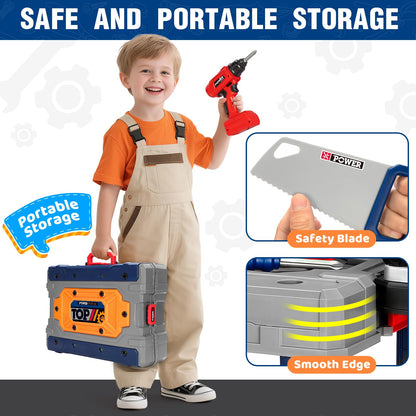 TooyBing Kids Tool Bench Set with Electric Drill and Realistic Tools, Construction Workbench