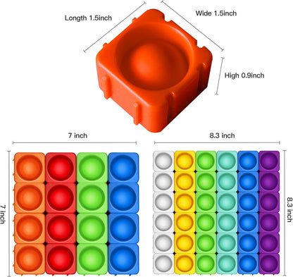 Giant Pop Blocks Bubble Premium Silicone Pop Fidget Blocks for Endless Joy and Education - Vibrant Pop Blocks for Imaginative Play and Puzzle Games-Toy Gift for Kids (64PCS)