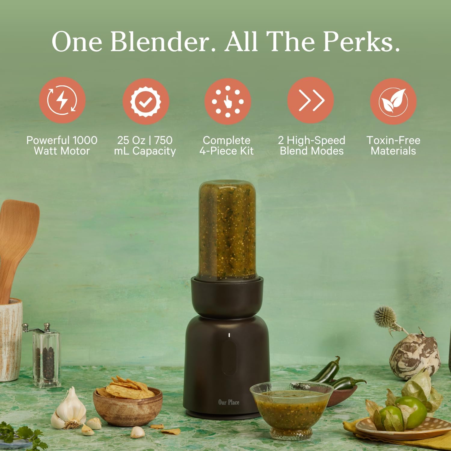 Our Place Splendor Blender - 1000W High-Power | Ultra-Sharp Blades | 2 Blending Modes | Includes 25