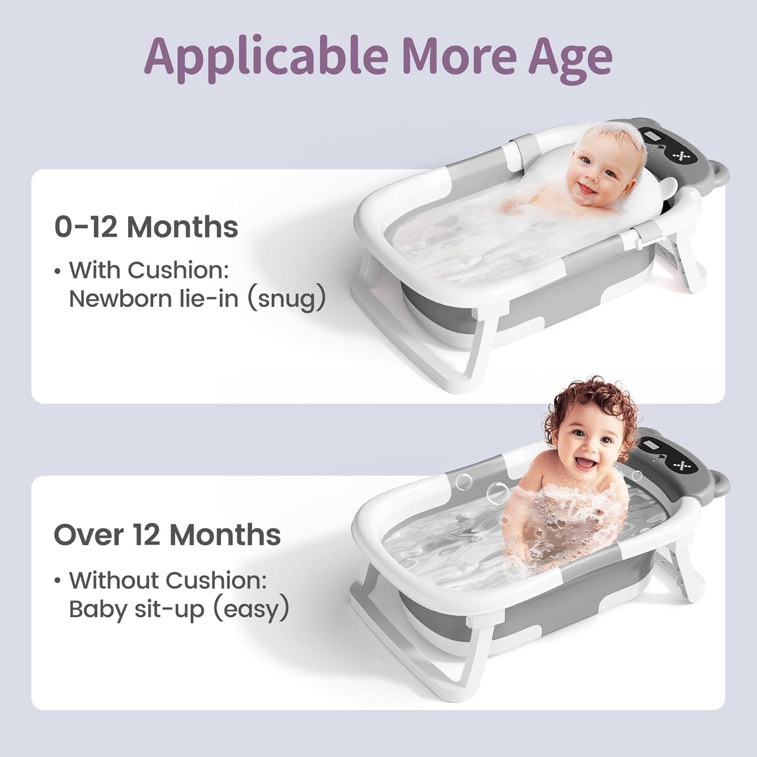 Collapsible Baby Bathtub for Newborn to Toddler (0-18 Month) - Portable Baby Bath Tub for Travel