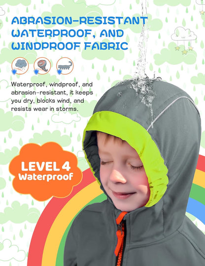 GEMYSE Toddler Boys Jacket Water repellent Baby Kids Windbreaker Jacket Fleece Toddler Coat Spring Fall Outerwear