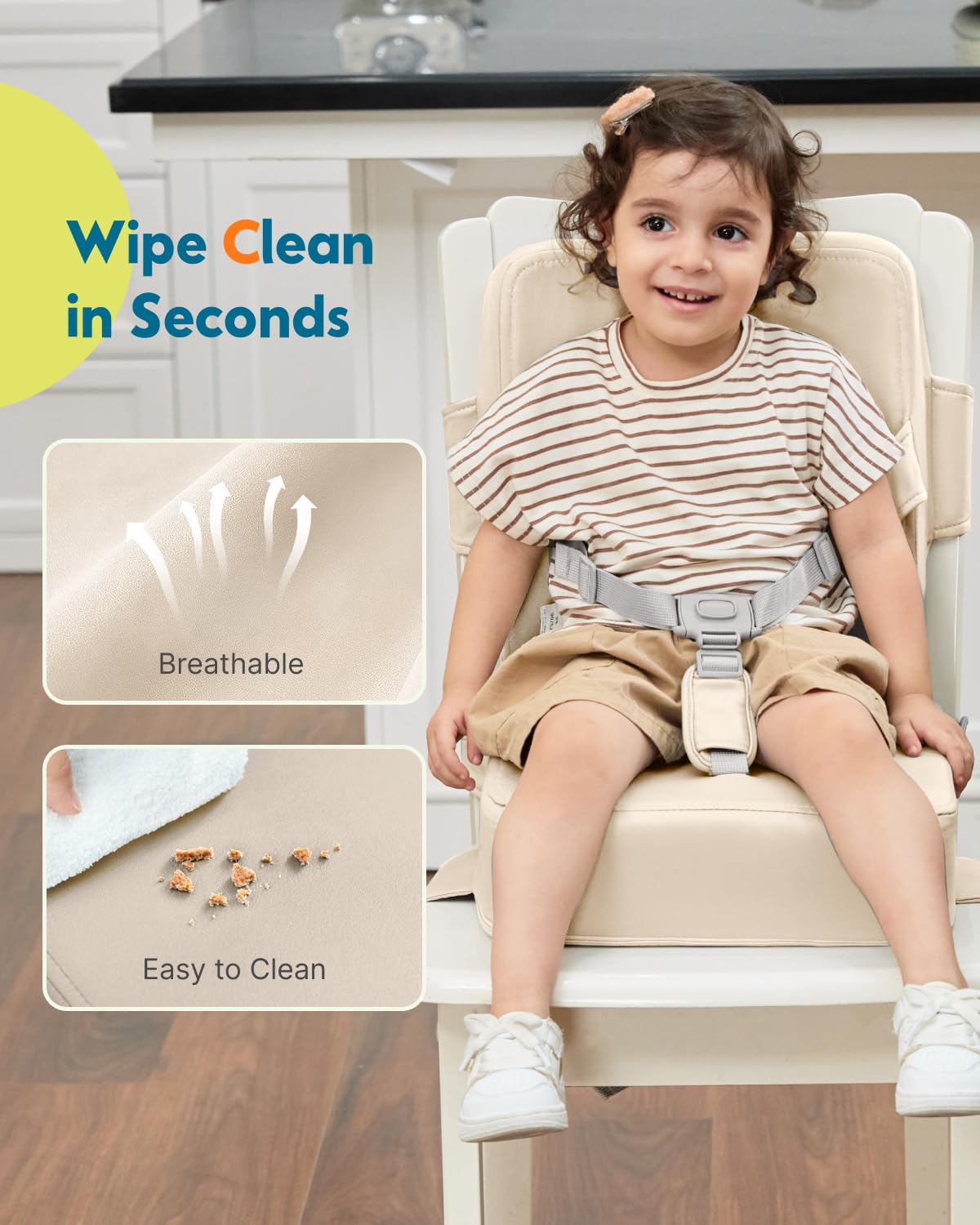 HOMEAL Toddler Booster Seat for Dining Table - Toddler Dining Cushion with Wipeable Surface