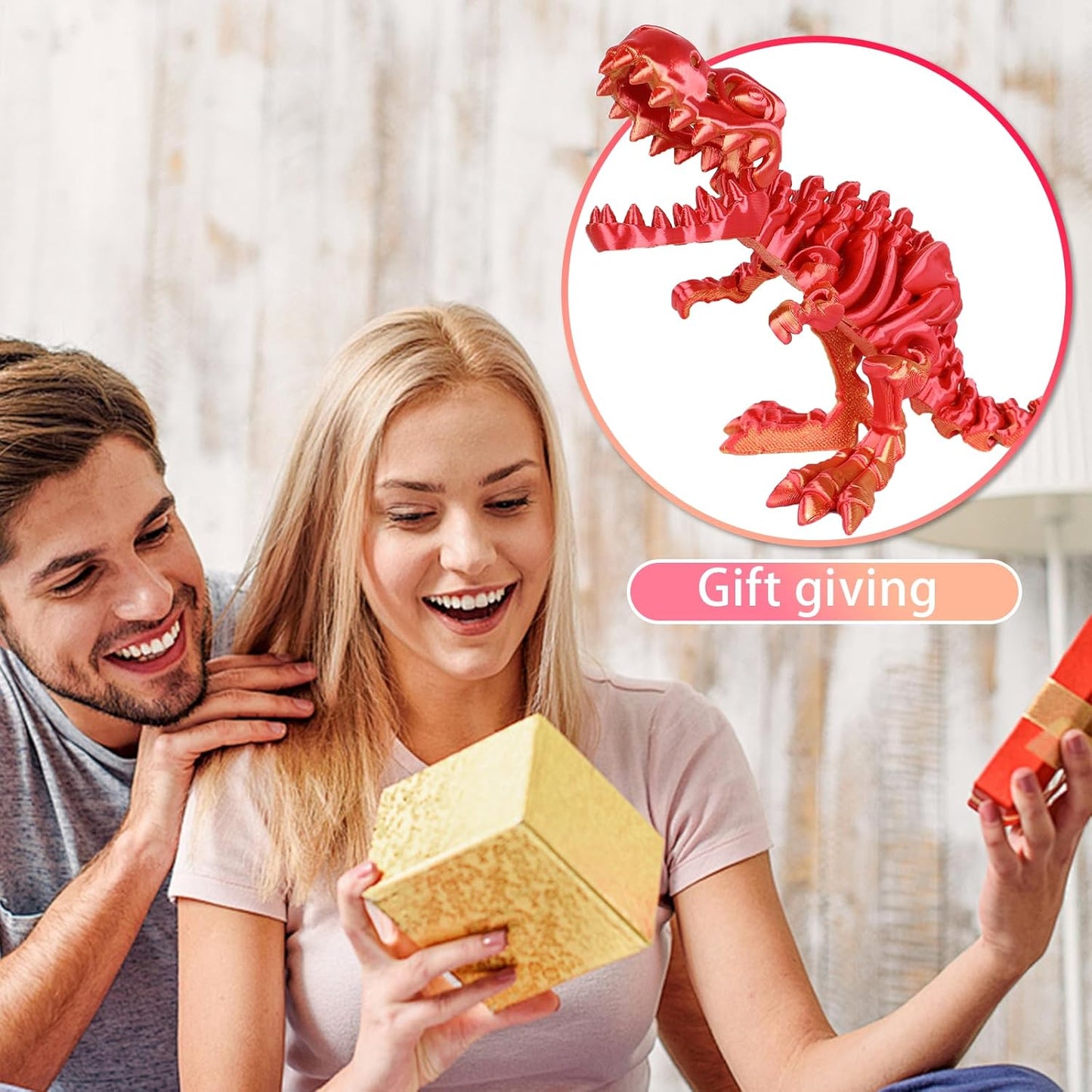 3D Printed Dinosaur Bones Tyrannosaurus Rex Skeleton with Movable Joints, 3D Model Skull T-Rex, Flexible Articulated Dinosaur Fidget Toys Adults for Autism/ADHD