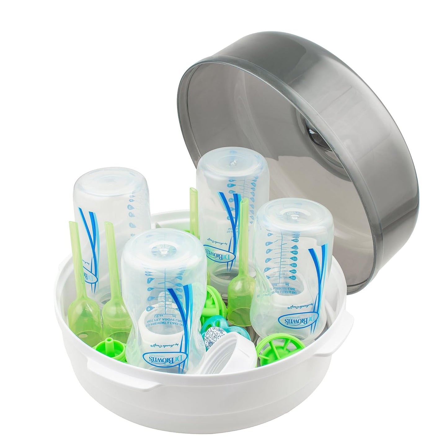 Dr. Brown's Microwave Steam Sterilizer for Baby Bottles, Nipples, Bottle Parts, Pacifiers, Teethers