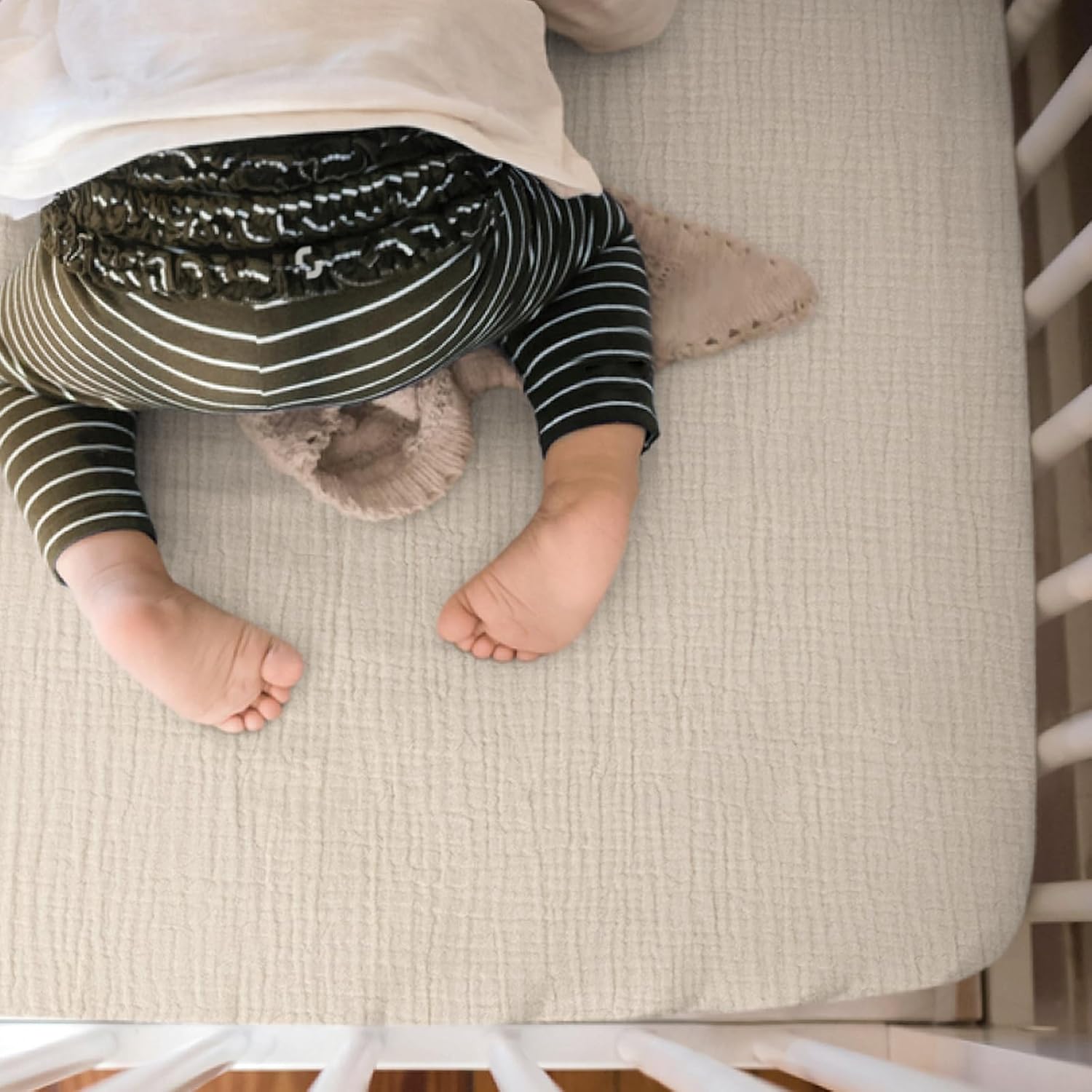 lulumoon Mini Crib Sheets Muslin: Soft Cotton Fitted Mini Crib Mattress Sheets for Boys and Girls