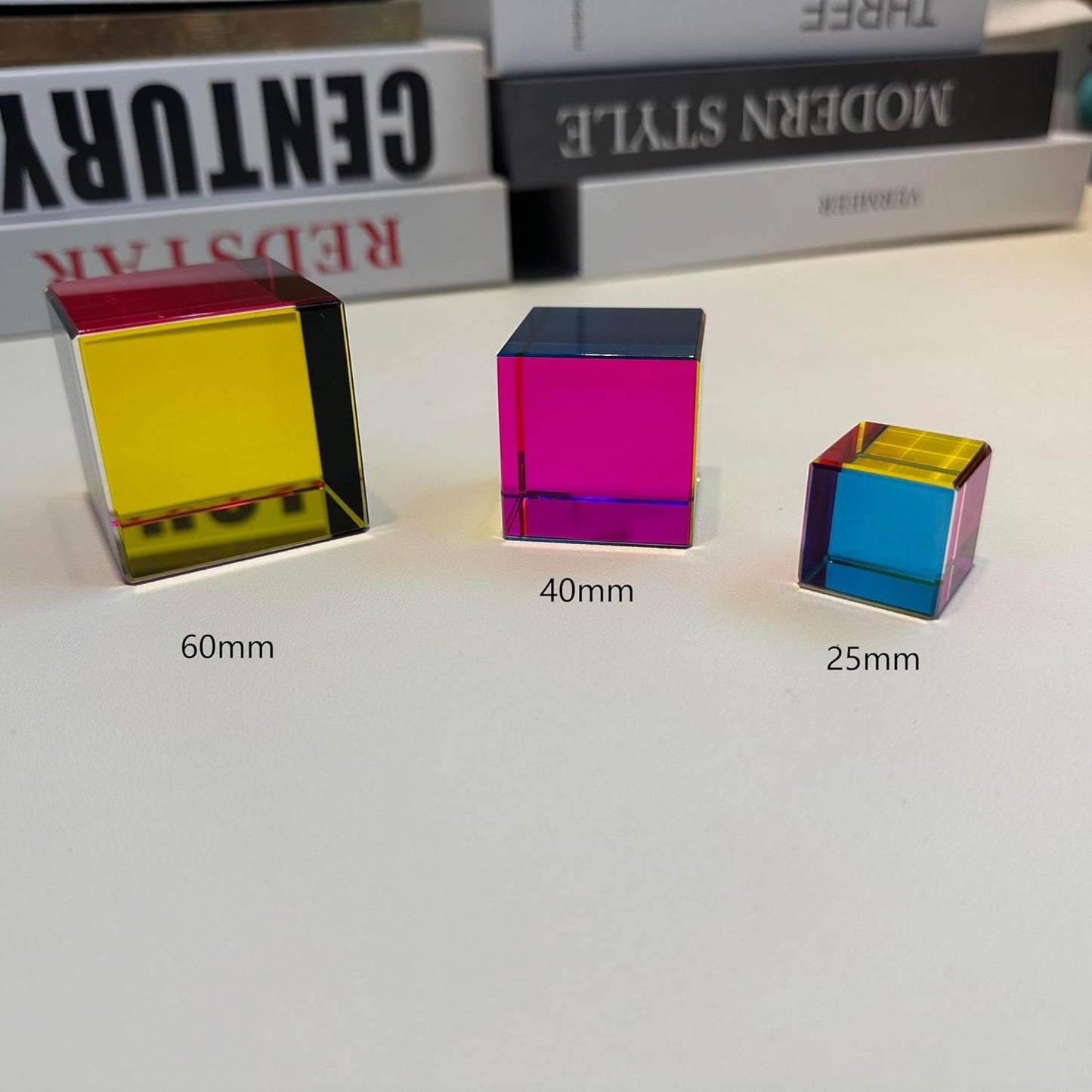 for Mixing Color Cube with Display Stand Diamond Polished, Scientific and Educational Toys, Gorgeous Physics Toys Satisfying Silent Desk Toy (size25mm)